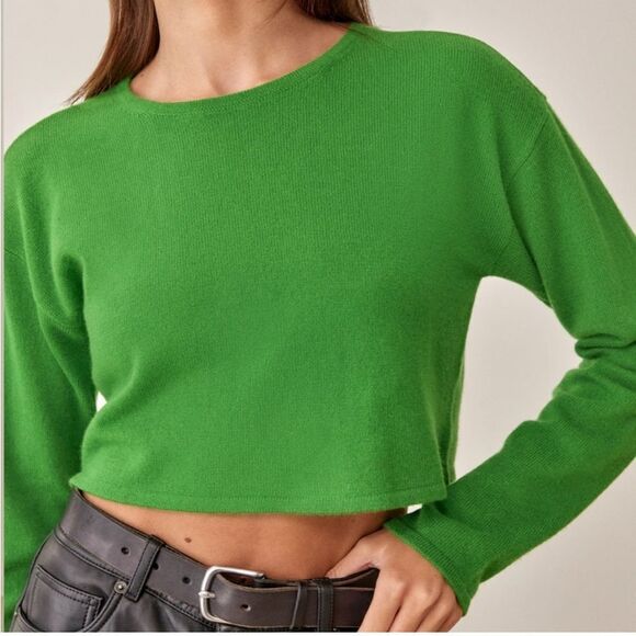 Reformation Idan Cropped Cashmere Crew Sweater - Picture 3 of 16